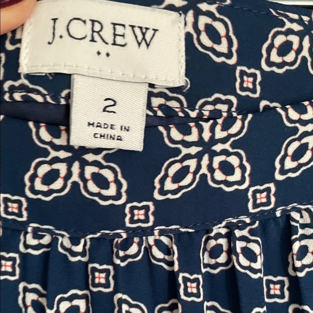 J. Crew Navy and White A-Line Pleated Lined Skirt Size 2 - Picture 5 of 7
